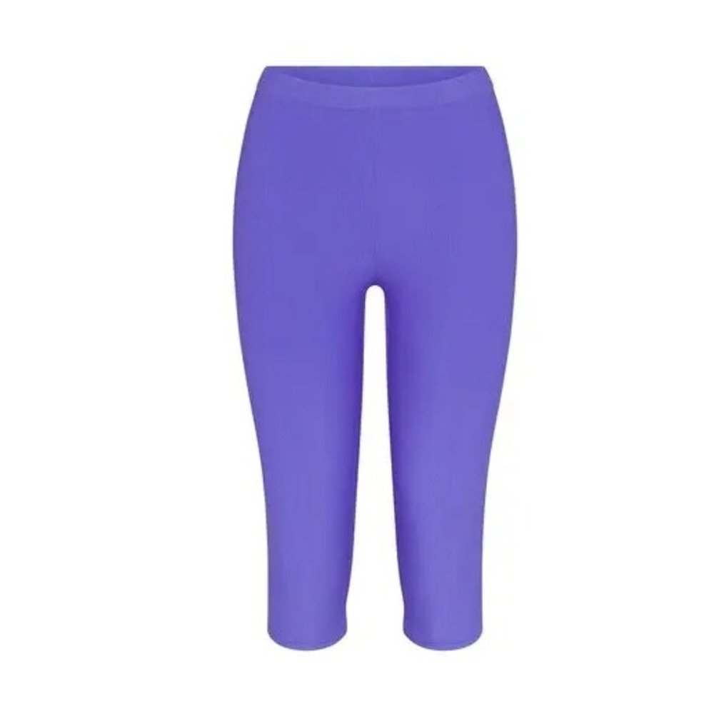 Skims Soft Lounge Capri Leggings Tanzanite Purple Ribbed BO-LEG-5512W XXS